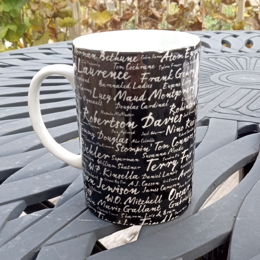 INDIGO Black And White Tea/Coffee Mug With The Names Of Famous Canadians - Picture 4 of 6